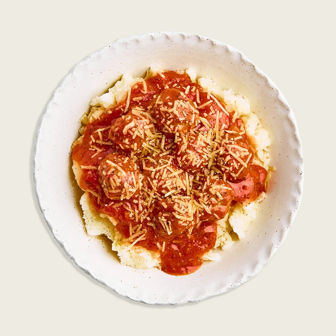 Grass-Fed Meatballs & Cauliflower Mash