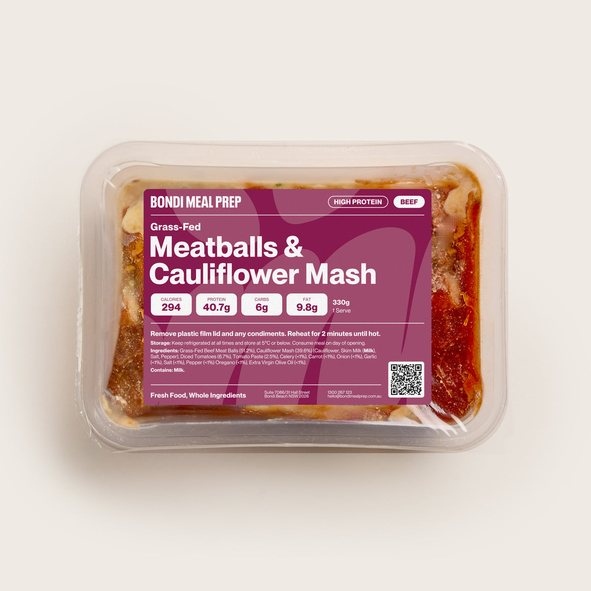 Grass-Fed Meatballs & Cauliflower Mash