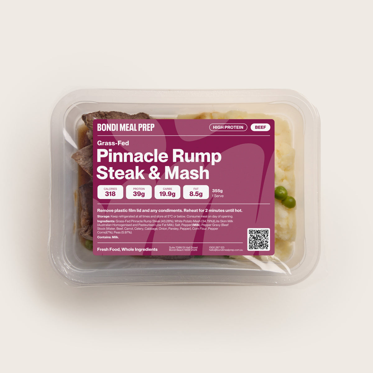 Grass Fed Pinnacle Rump Steak & Mash