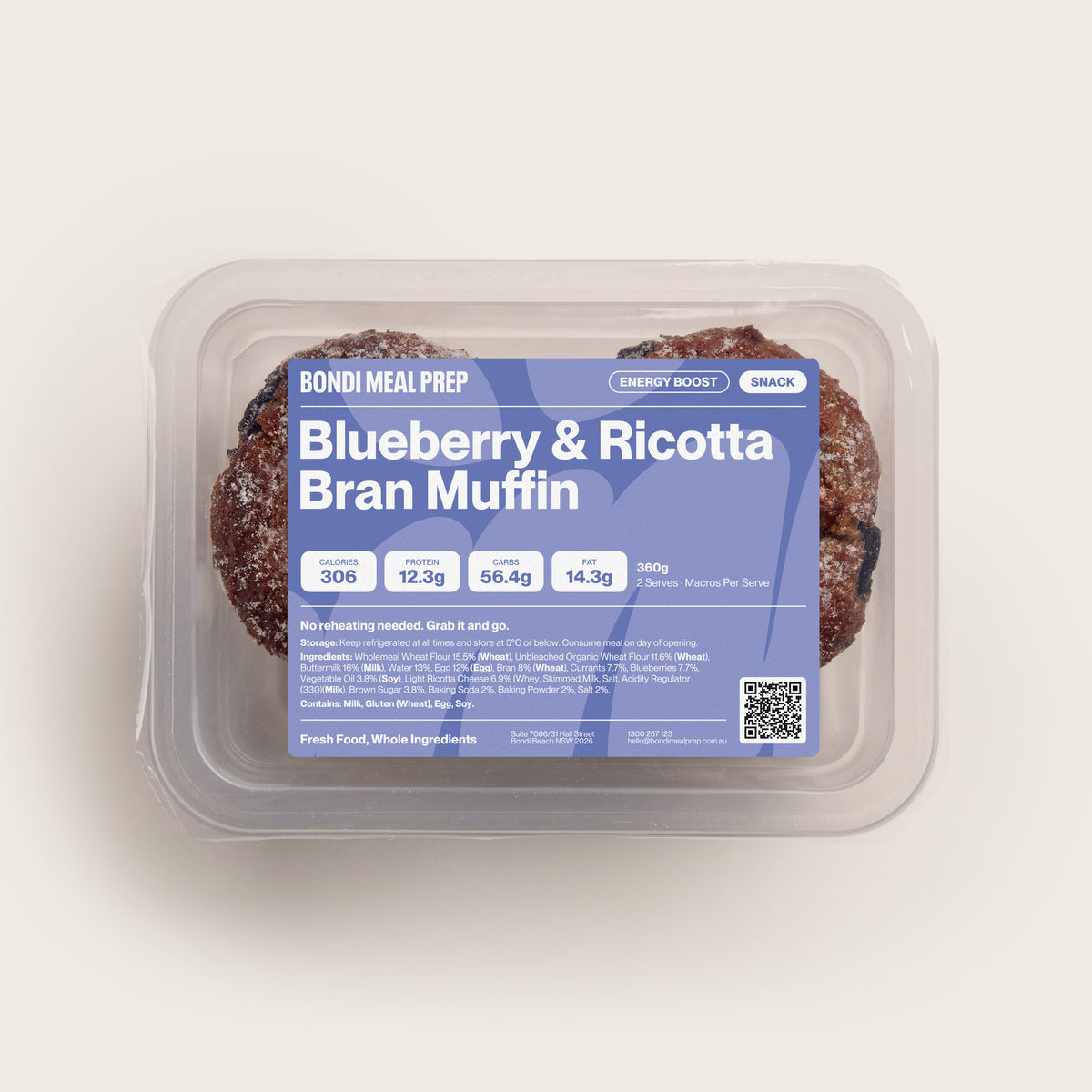 Blueberry & Ricotta Bran Muffin