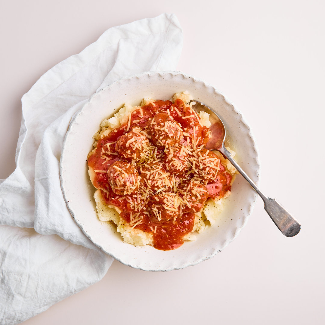 Grass-Fed Meatballs & Cauliflower Mash